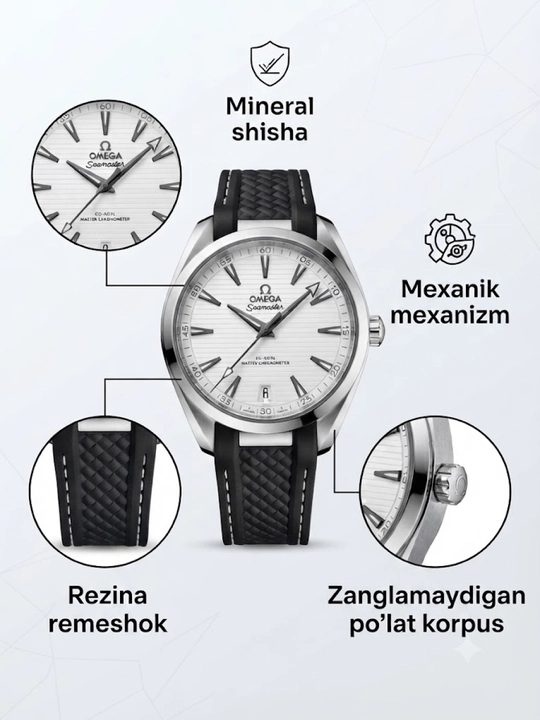 Erkaklar qo‘l soati Omega, rezina tasmali