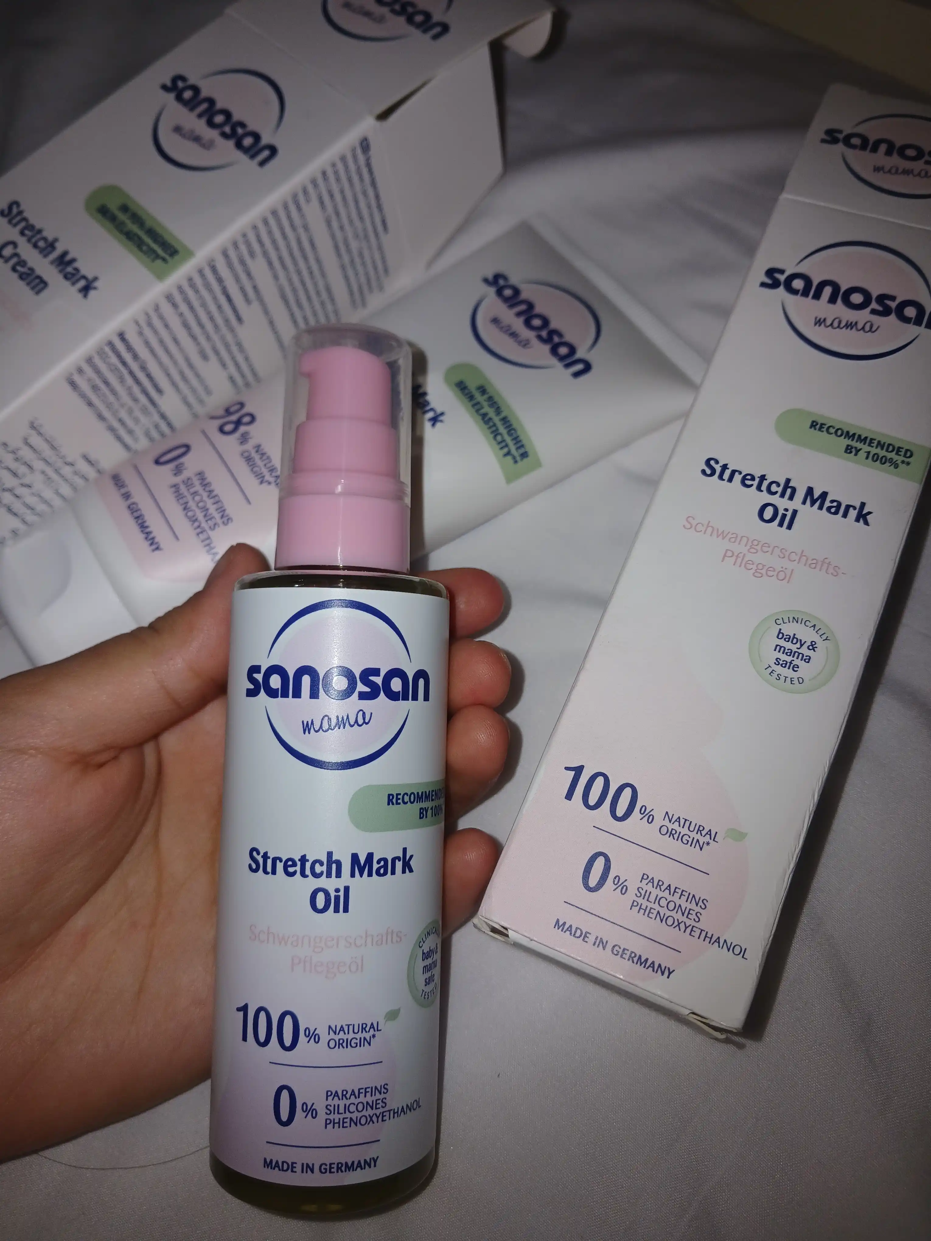 Cho'zilgan belgilar uchun Sanosan Mama yog'i, 100 ml