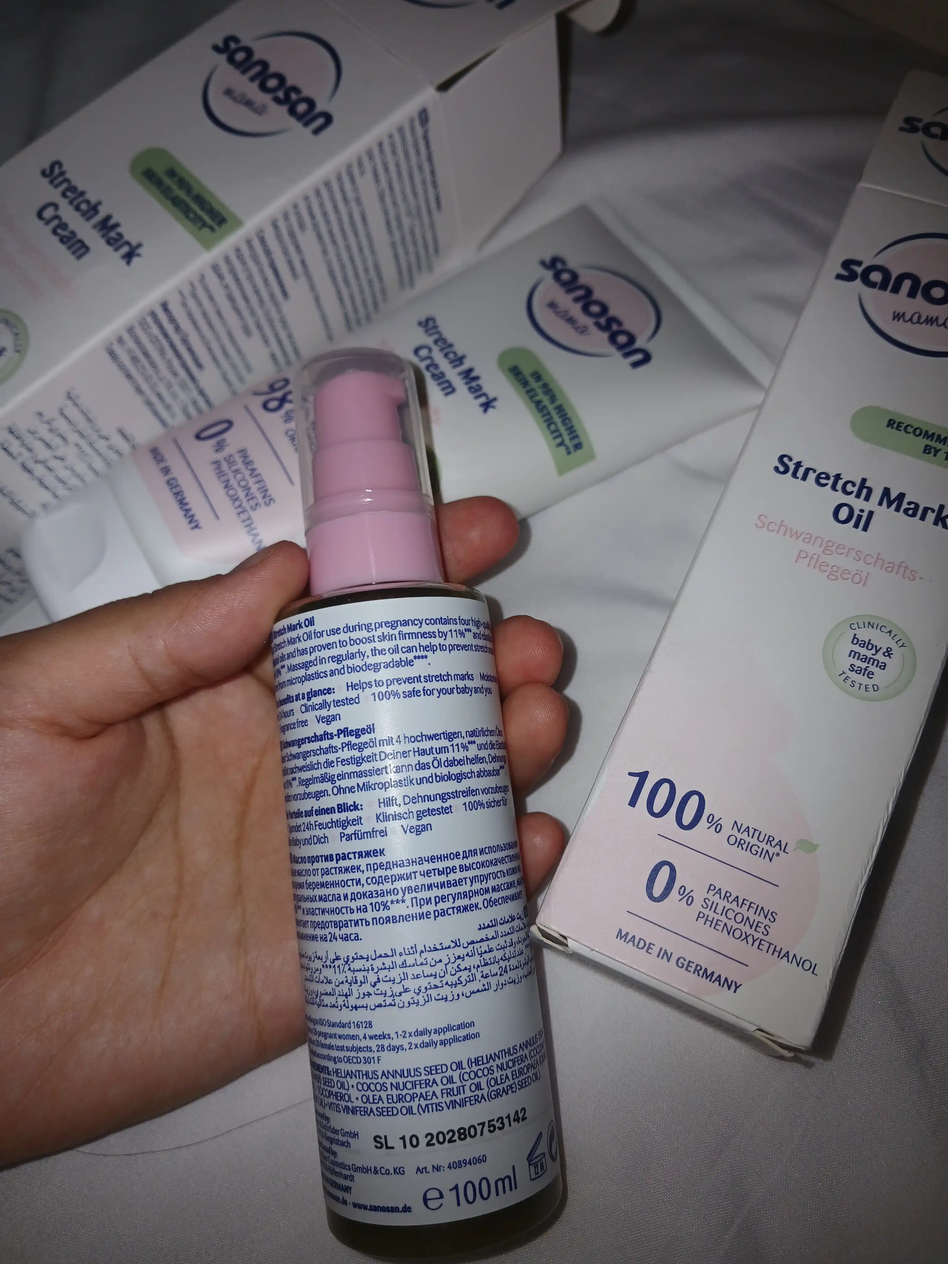 Cho'zilgan belgilar uchun Sanosan Mama yog'i, 100 ml