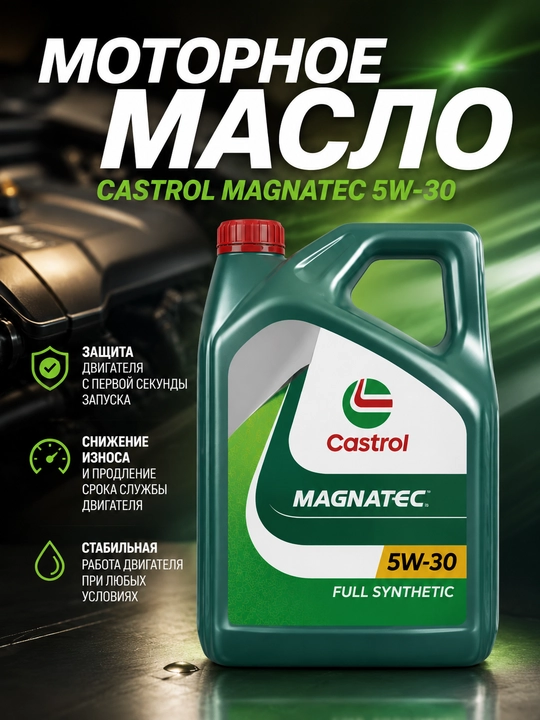 Motor moyi Castrol Magnatec 5W-30 4L, to'liq sintetik dvigatel moyi - 
