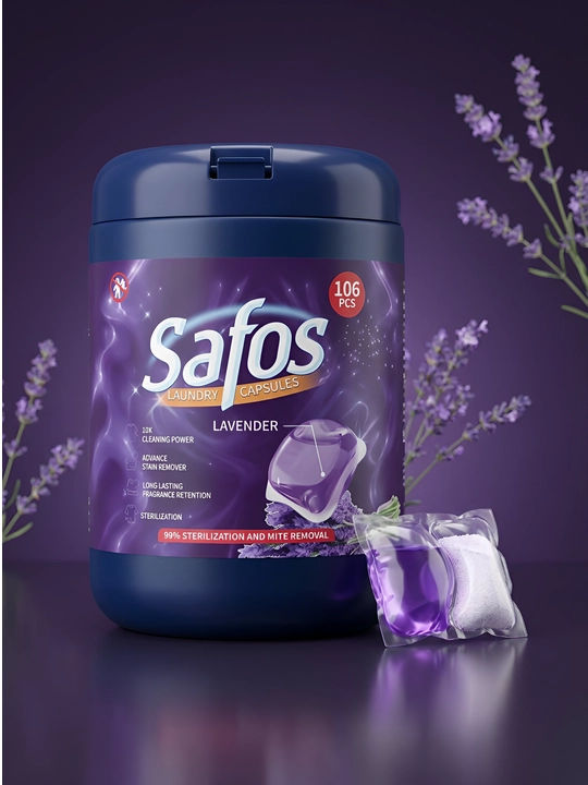 Капсулы для стирки Safos Lavender 106 штук антибактериальные с лавандой