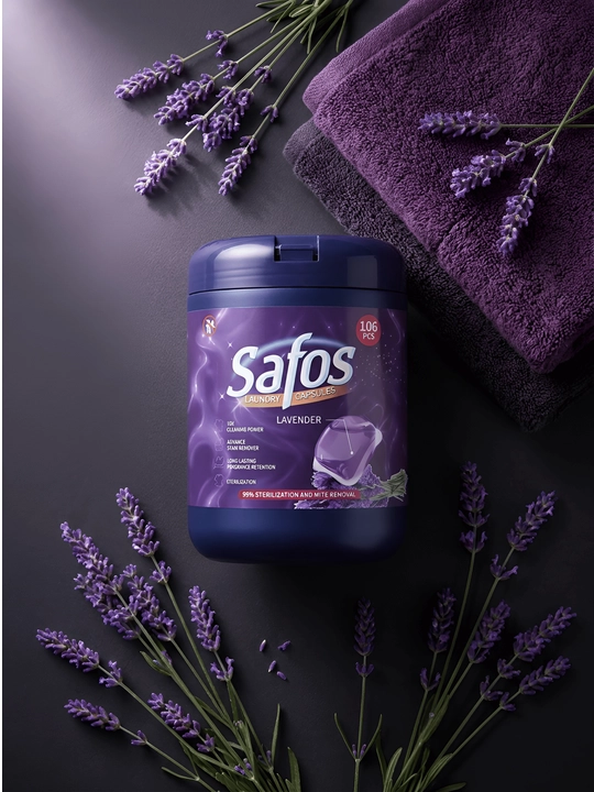Капсулы для стирки Safos Lavender 106 штук антибактериальные с лавандой