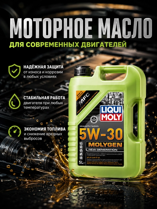 Motor moyi, LIQUI MOLY Molygen motor moyi, 5 litr, Germaniya - 