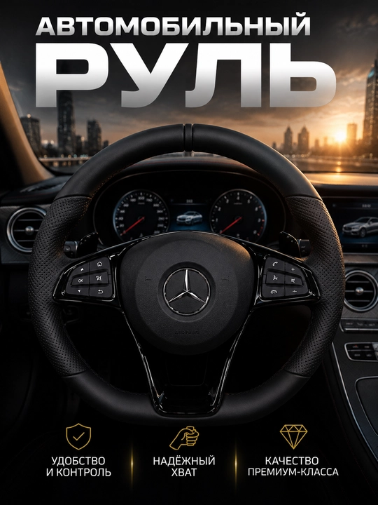 Avtomobil ruli, Mercedes Benz AMG-205 avtomobil ruli, sport dizaynli rul, qora rangli rul - 