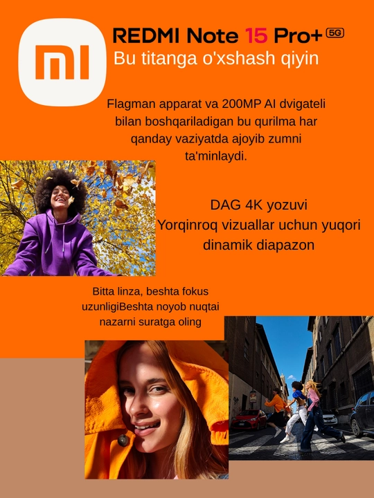 Redmi Note 15 Pro Plus 5G, 6500 мАч, Snapdragon® 7s 4-го поколения, камера 200 Мп, 100 Вт