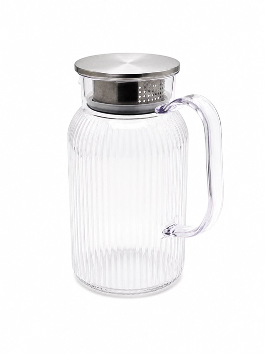Sinmaydigan plastik grafin 1,6 l, metall filtrli qopqoq, suv, kompot va limonad uchun