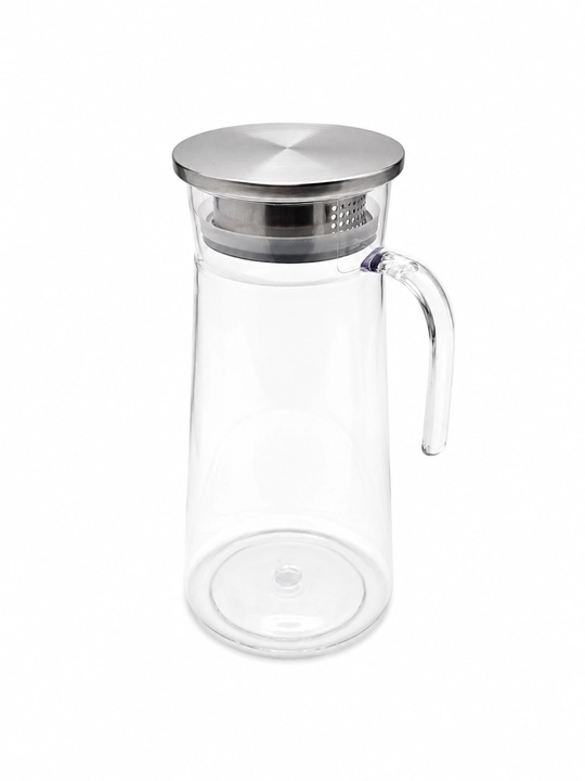 Sinmaydigan plastik grafin 1,6 l, metall filtrli qopqoq, suv, kompot va limonad uchun