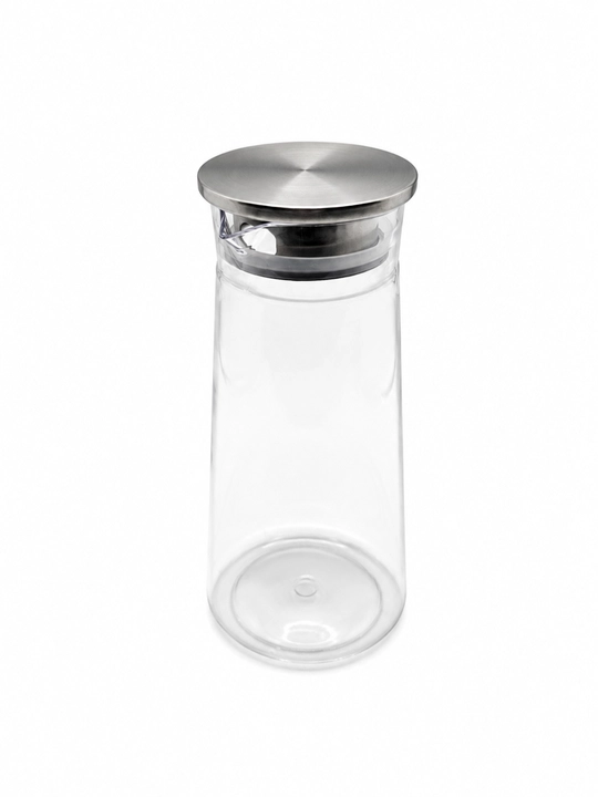 Sinmaydigan plastik grafin 1,6 l, metall filtrli qopqoq, suv, kompot va limonad uchun
