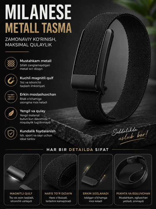 Whoop 4.0 uchun SuperKnit Band Luxe premium sport remeshogi - 