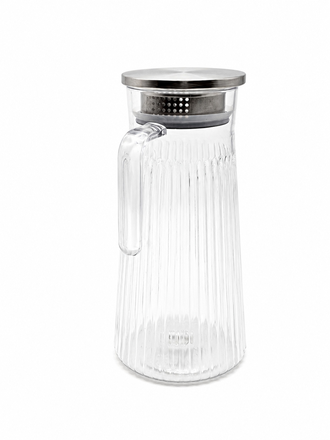 Sinmaydigan plastik grafin 1,6 l, metall filtrli qopqoq, suv, kompot va limonad uchun