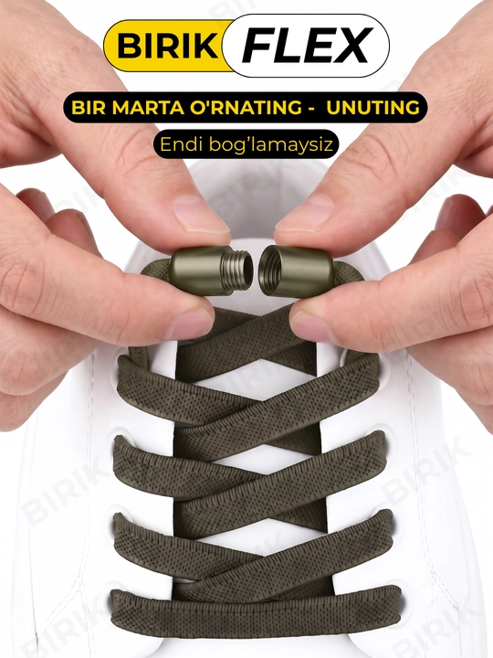 BIRIK FLEX elastik bog‘ichsiz shnurlar, 8 mm, fiksatorli