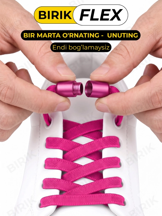 BIRIK FLEX elastik bog‘ichsiz shnurlar, 8 mm, fiksatorli
