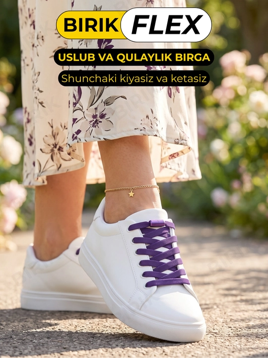 Эластичные шнурки без завязки BIRIK FLEX, 8 мм, с фиксаторами