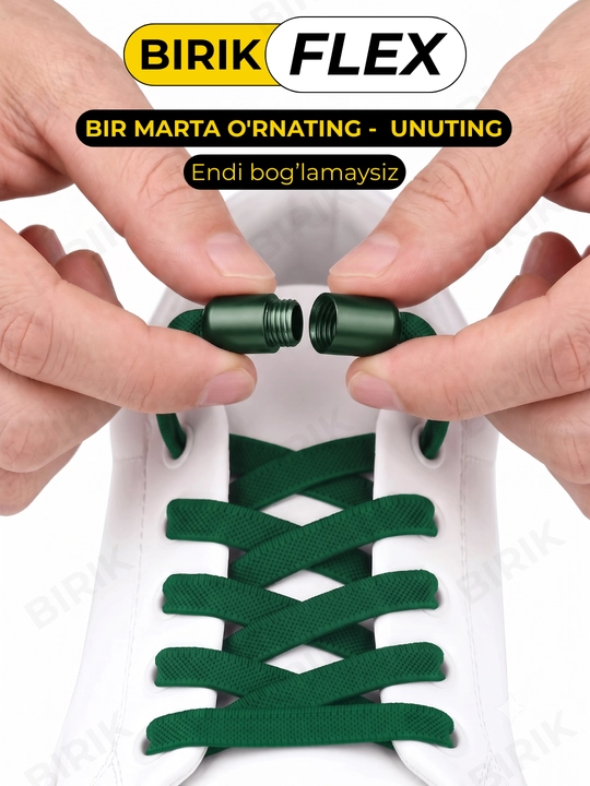 BIRIK FLEX elastik bog‘ichsiz shnurlar, 8 mm, fiksatorli