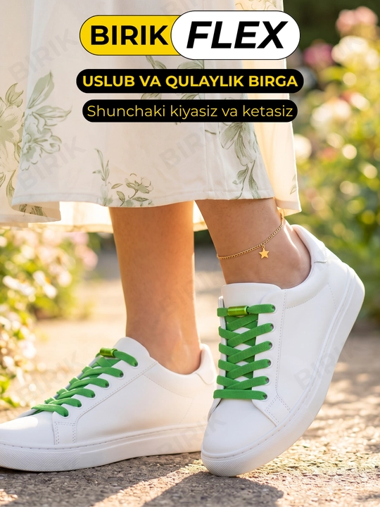 BIRIK FLEX elastik bog‘ichsiz shnurlar, 8 mm, fiksatorli