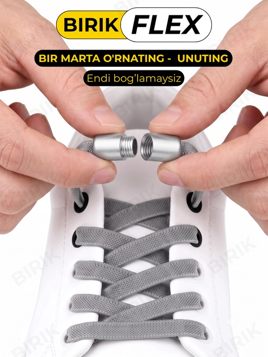 BIRIK FLEX elastik bog‘ichsiz shnurlar, 8 mm, fiksatorli