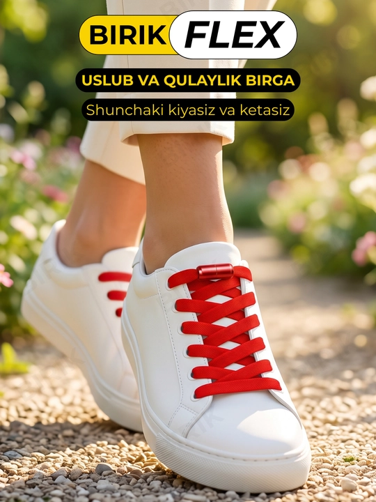 Эластичные шнурки без завязки BIRIK FLEX, 8 мм, с фиксаторами