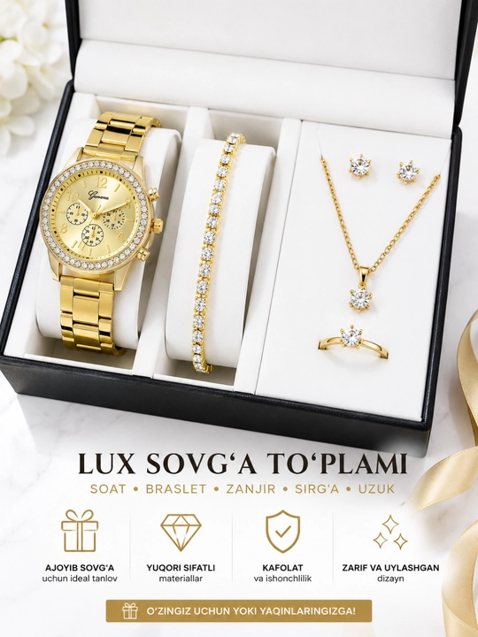 Elegant ayollar soat va taqinchoqlar to‘plami - 