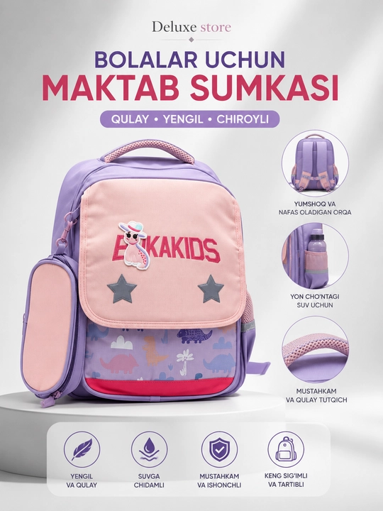 Maktab ryukzak qizlar uchun - 