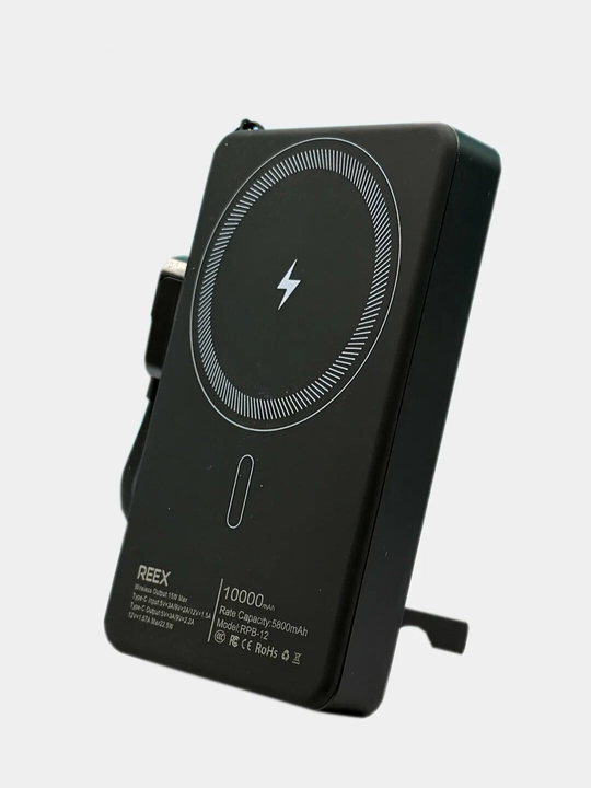REEX RPB-12 Magnetic Power Bank 10000mAh, 22.5W PD, 15W simsiz zaryadlash