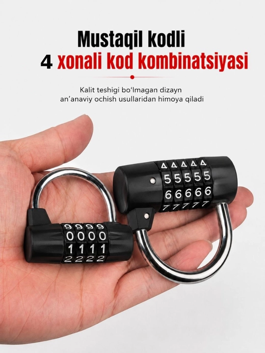 Parolli metall qulf (kalitsiz), kodli qulf (4 xonali)