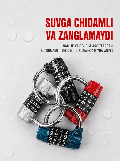 Parolli metall qulf (kalitsiz), kodli qulf (4 xonali)