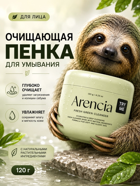 Arencia Fresh Green Cleanser yuz yuvish ko'pigi 120 g - 