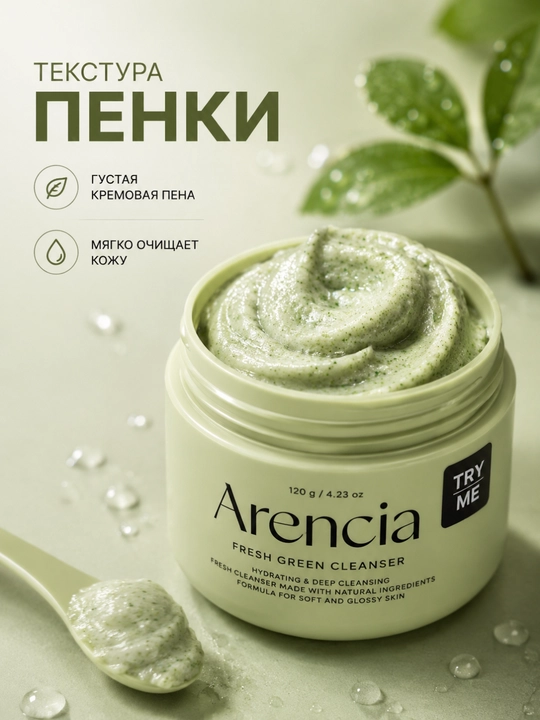 Очищающая пенка для умывания Arencia Fresh Green Cleanser 120 г