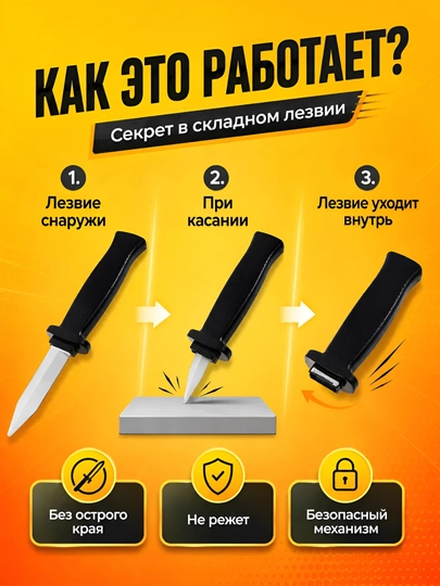 Игрушечный нож, для пранков и приколов, пластиковый нож, безопасная игрушка, 12+