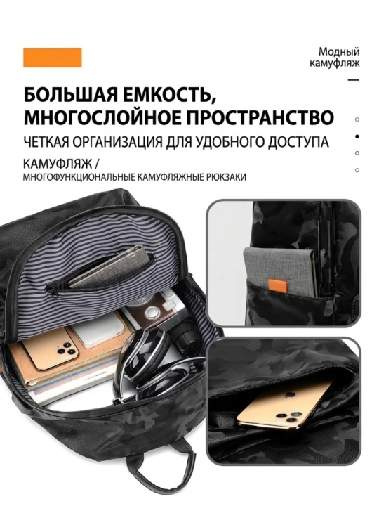 Городской рюкзак с USB-портом, водоотталкивающий, для ноутбука 15.6"