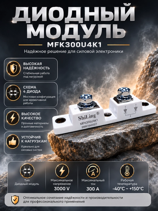 Диодный модуль ShiLing MFK300U4K1 300A 3000V, силовой выпрямительный мост - 