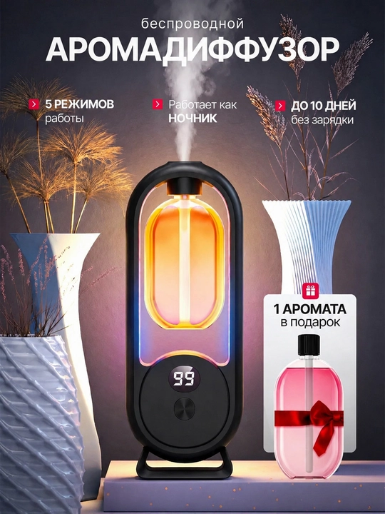 Uy uchun avtomatik havo tozalagich, xushbo'y hid tarqatgich va 1 shisha sovg'a, NS-08 - 