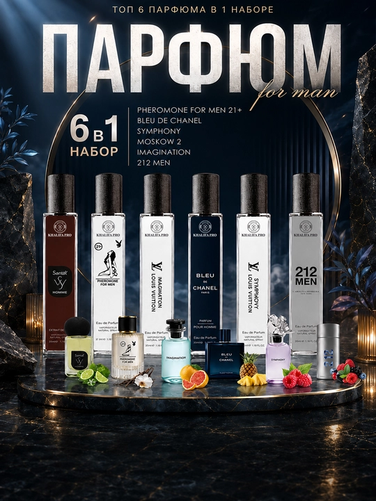 Набор мужских духов, Imagination, Moscow 2,Dior sauvage, 212 Men, Chanel, с феромонами - 