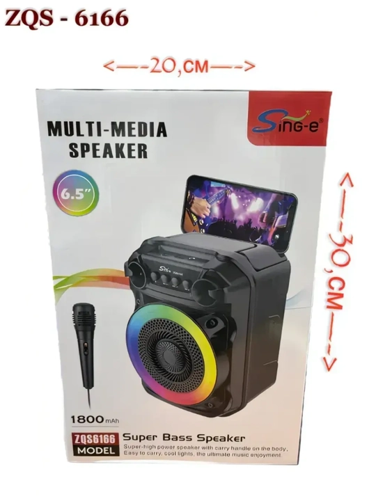 Bluetooth karaoke kolonka, mikrofonli, portativ akustika RGB LED