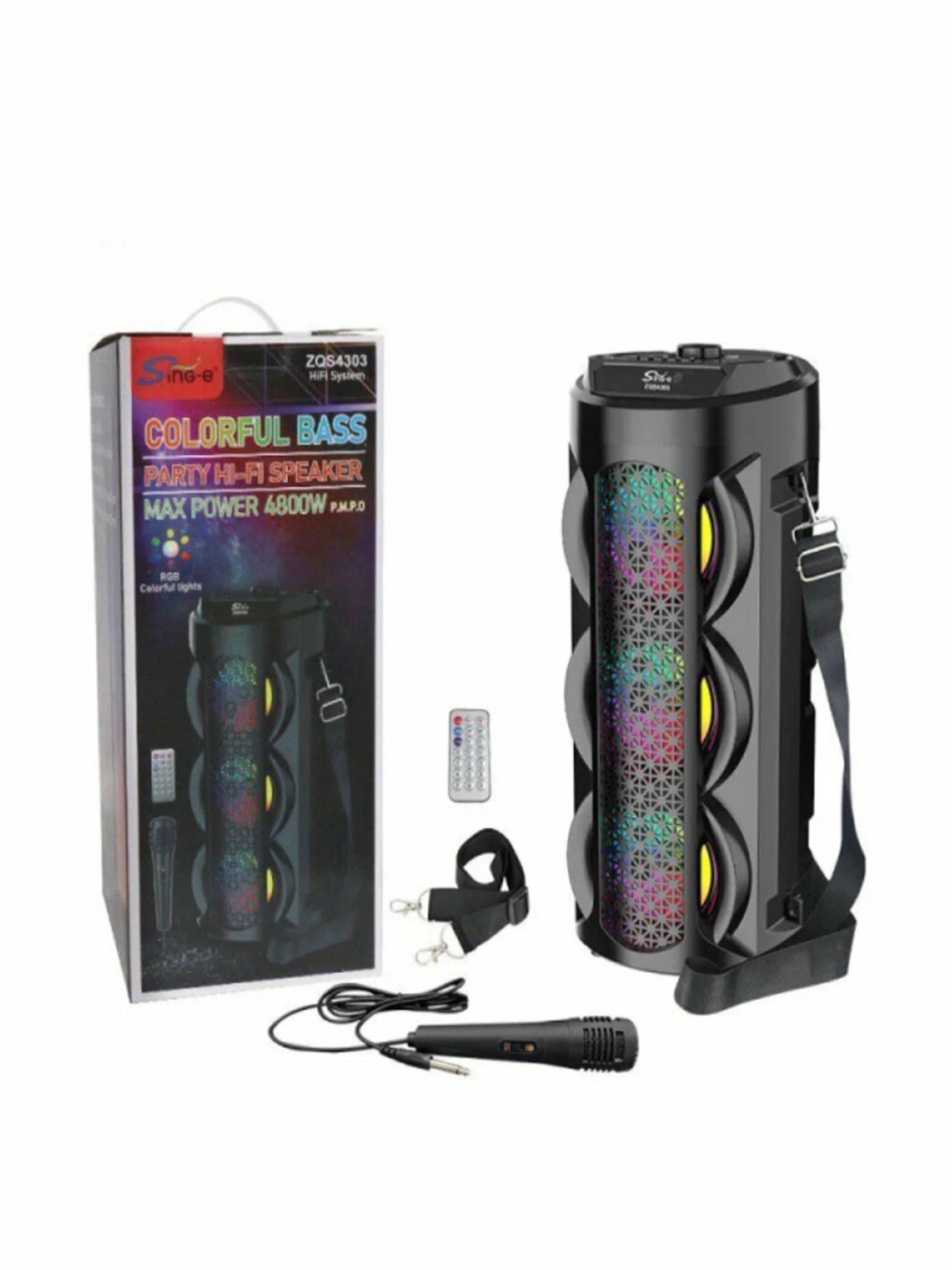 Bluetooth karaoke kolonka, mikrofonli, portativ akustika RGB LED