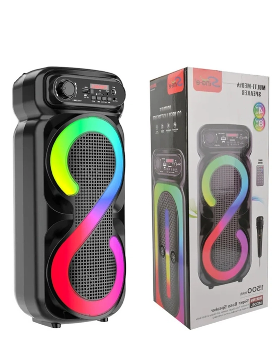 Bluetooth karaoke kolonka, mikrofonli, portativ akustika RGB LED