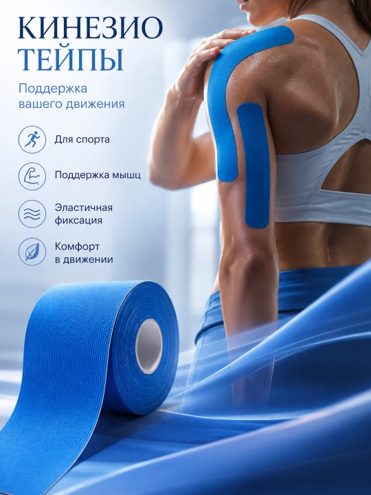 Кинезиотейп для лица и тела, косметический и спортивный тейп, 5 см × 5 м