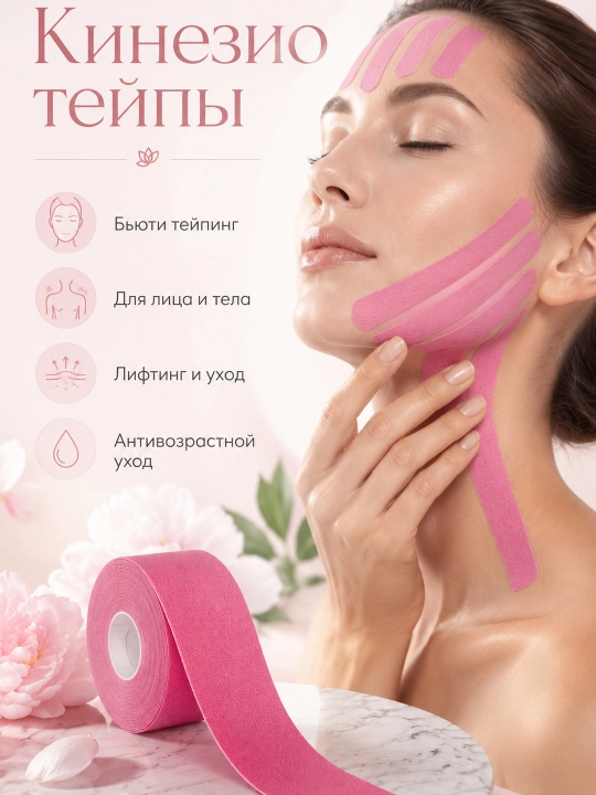 Кинезиотейп для лица и тела, косметический и спортивный тейп, 5 см × 5 м