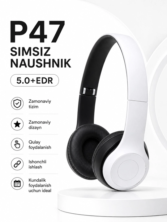 Беспроводные наушники P47, Bluetooth 5.0, складные, с микрофоном, шумоподавление - 