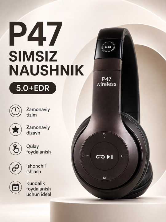 Беспроводные наушники P47, Bluetooth 5.0, складные, с микрофоном, шумоподавление - 