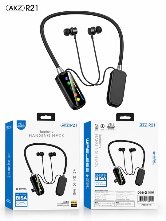 Simsiz sport quloqchinlari, gardishli, magnitli, raqamli displeyli, bluetooth