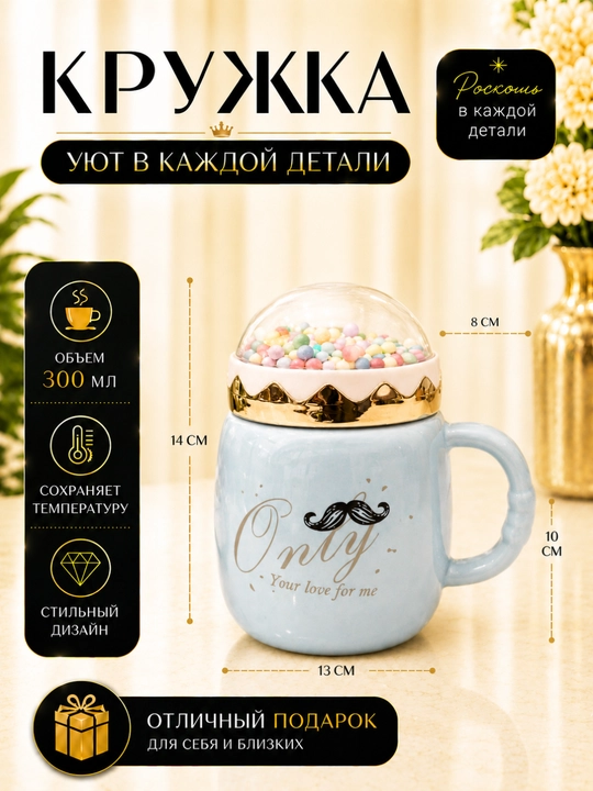 Krujka oynali qopqoq bilan jihozlangan, ichimlik haroratini uzoq vaqt saqlaydi 450ml - 