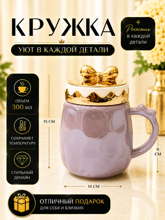 Krujka oynali qopqoq bilan jihozlangan, ichimlik haroratini uzoq vaqt saqlaydi 450ml - 