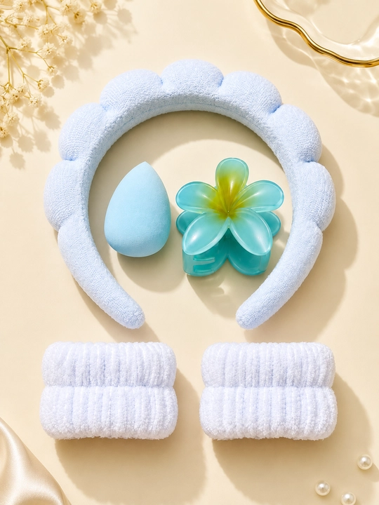 Подарочный набор для девочек, 5 предметов: SPA-повязка, спонж, крабик и 2 нарукавника