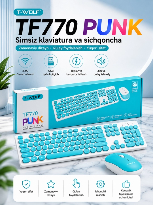Клавиатура и мышь беспроводная и проводная механическая rgb для пк и ноутбука - 