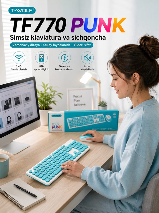Клавиатура и мышь беспроводная и проводная механическая rgb для пк и ноутбука