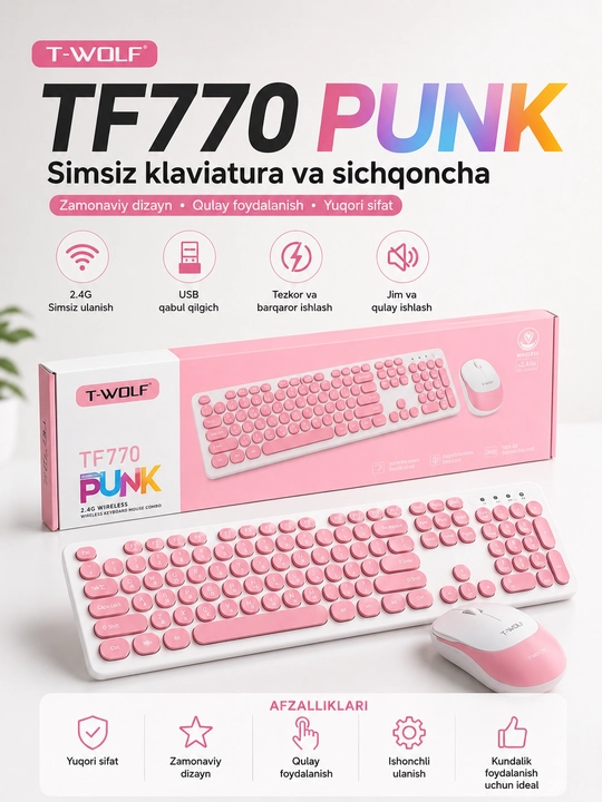Клавиатура и мышь беспроводная и проводная механическая rgb для пк и ноутбука - 