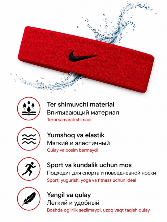 Ayollar va qizlar uchun elastik sport bosh bog'ichi