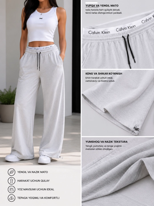 Ayollar sport shim, keng jogger, yumshoq, rezinkali pastki, qulay casual