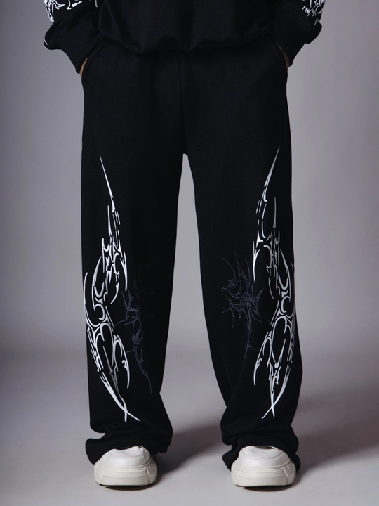 Erkaklar uchun Y2K Baggy Jogger shim, keng fason, grafik printli streetwear shim